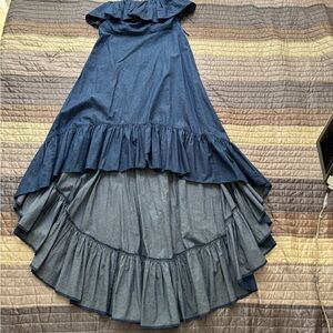 Denim Ruffled High-Low Dress
